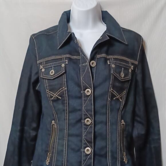 GUESS Jeans Stretch Denim Jacket Dark Wash. Size M - Picture 3 of 16